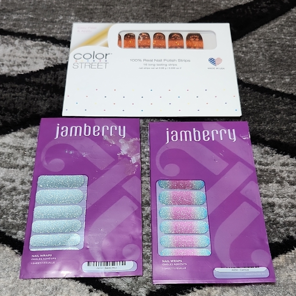 COLOR STREET PUMPKIN TO TALK ABOUT & JAMBERRY GLITTER NAIL WRAP BUNDLE